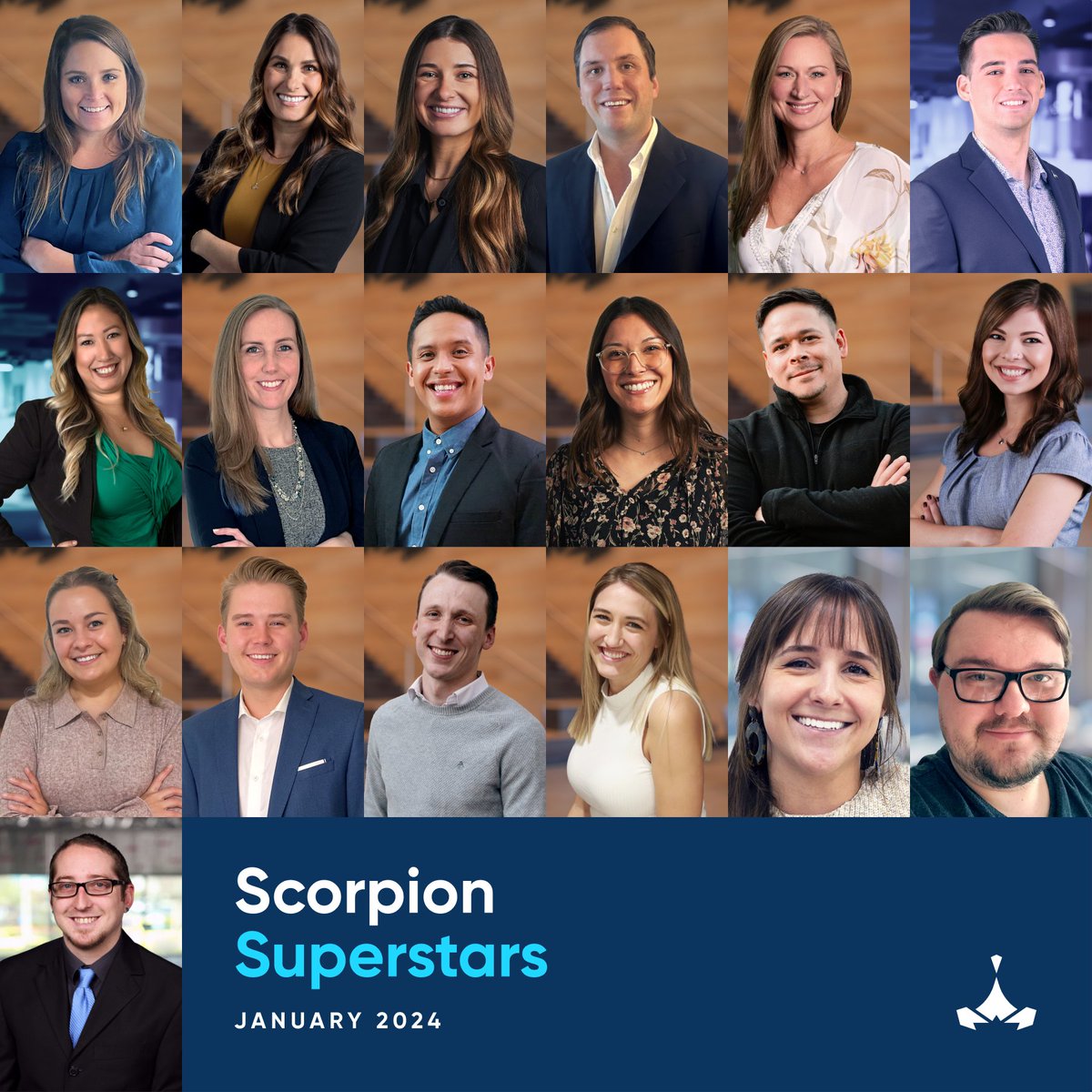 Scorpion (@scorpiondotco) on Twitter photo Huge congrats to our amazing January Scorpion Superstars! Here's to the teammates who continuously uplift our clients and culture with their positive impact. #TeamAppreciation #EmployeeExcellence 🌟👏 Huge congrats to our amazing January Scorpion Superstars! Here's to the teammates who continuously uplift our clients and culture with their positive impact. #TeamAppreciation #EmployeeExcellence 🌟👏