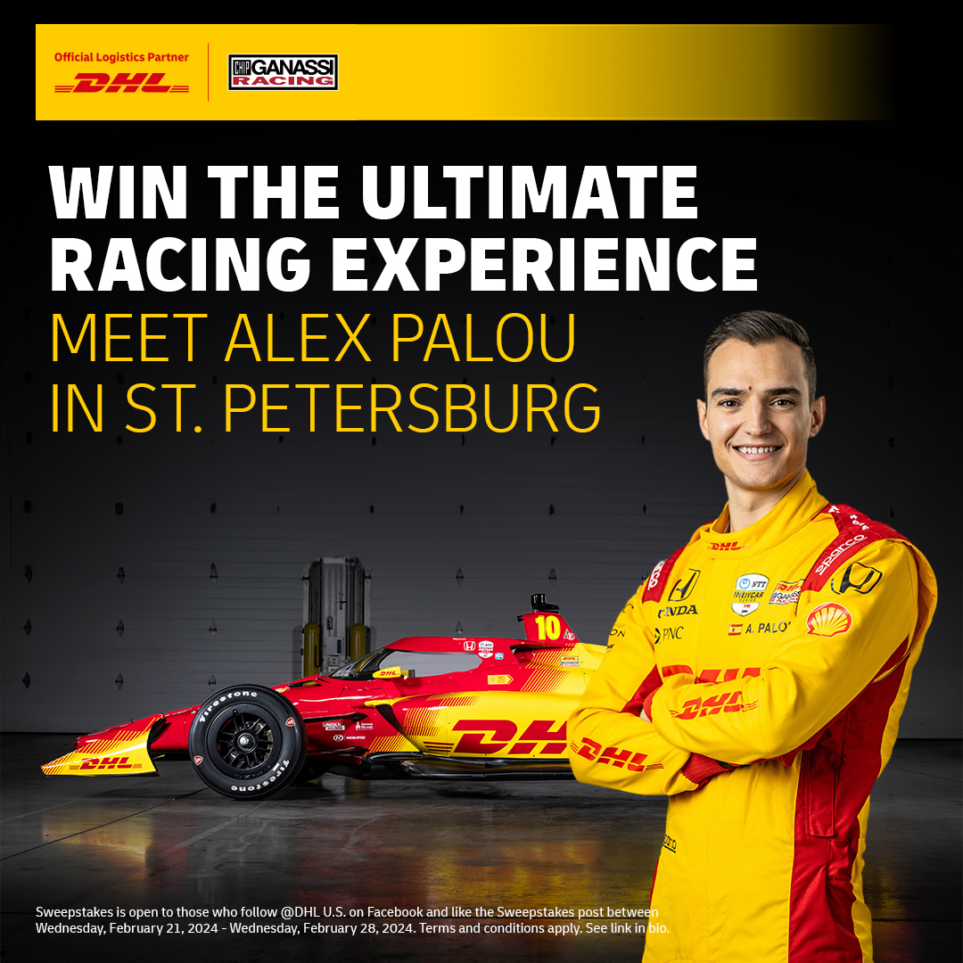 We’re giving a lucky winner 2 tickets to meet #DHLTeamCGR driver @AlexPalou! Experience the adrenaline as he takes the streets of downtown St. Pete in the DHL #10 on March 10, 2024. 🏁 Click the link for more: dhl.gl/48n7ALi