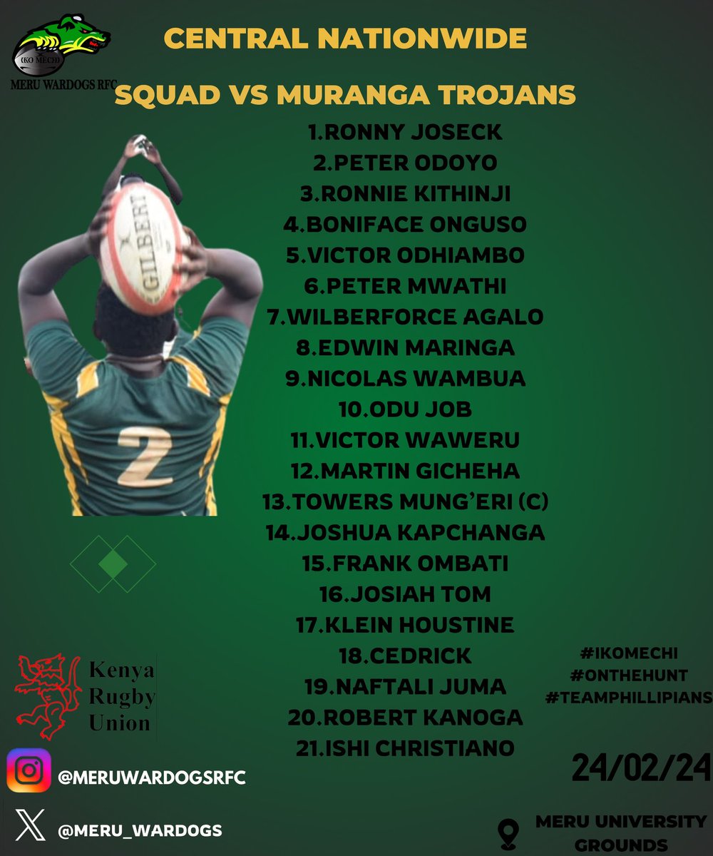 meru_wardogs's tweet photo. We continue with @OfficialKRU central nationwide campaign. 
Squad for homeground duty.🏉✅
All the best Gents 💯 https://t.co/UzeQQLJewF