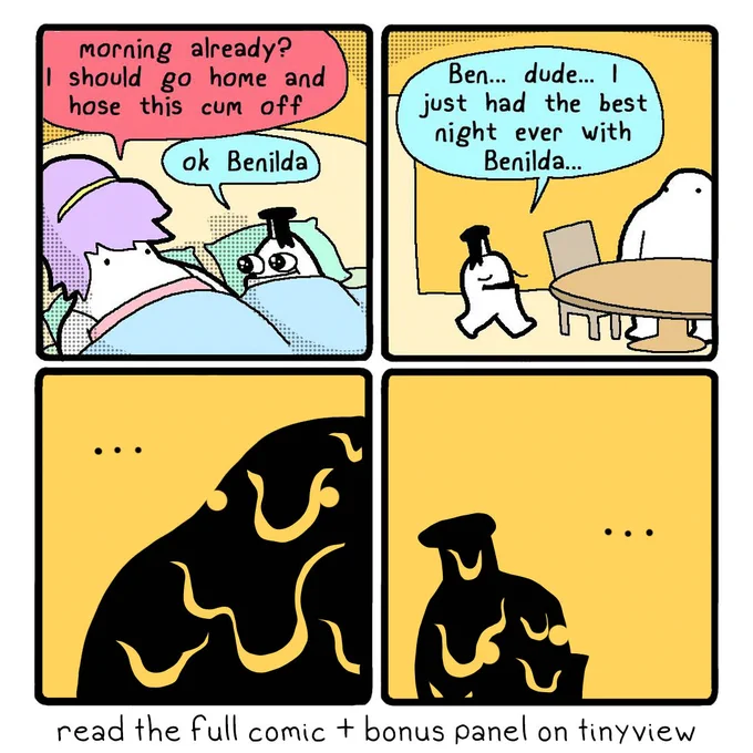 juicy new Eggs n' Ben comic for you

read the full thing HERE 🥚 https://t.co/Uk0CGOyoLw

reading it on Tinyview supports us mightily ♥ thank you 