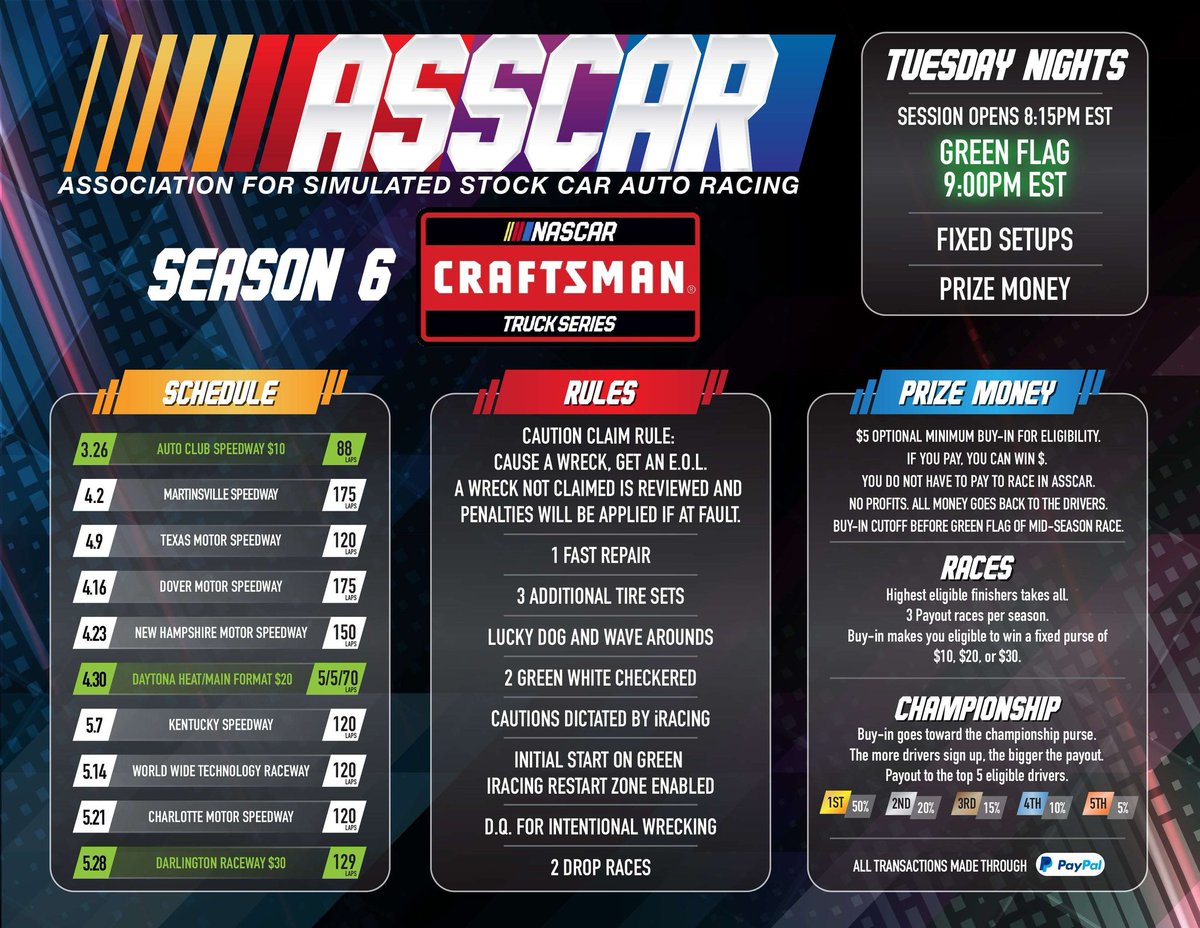 🚨ANNOUNCEMENT🚨 Our 6th season here at ASSCAR officially kicks off March ...
