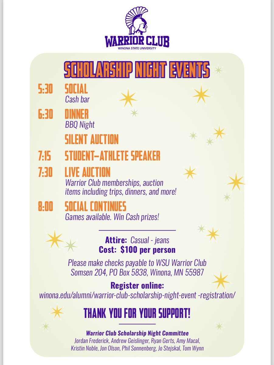 Warriors Fans! The Warrior Club Scholarship Dinner is right around the corner on April 6th. This year we have a new venue and new vibe to the event. Come out and support WSU Athletics. All funds raised will go directly to student-athlete scholarships. #rollwarriors