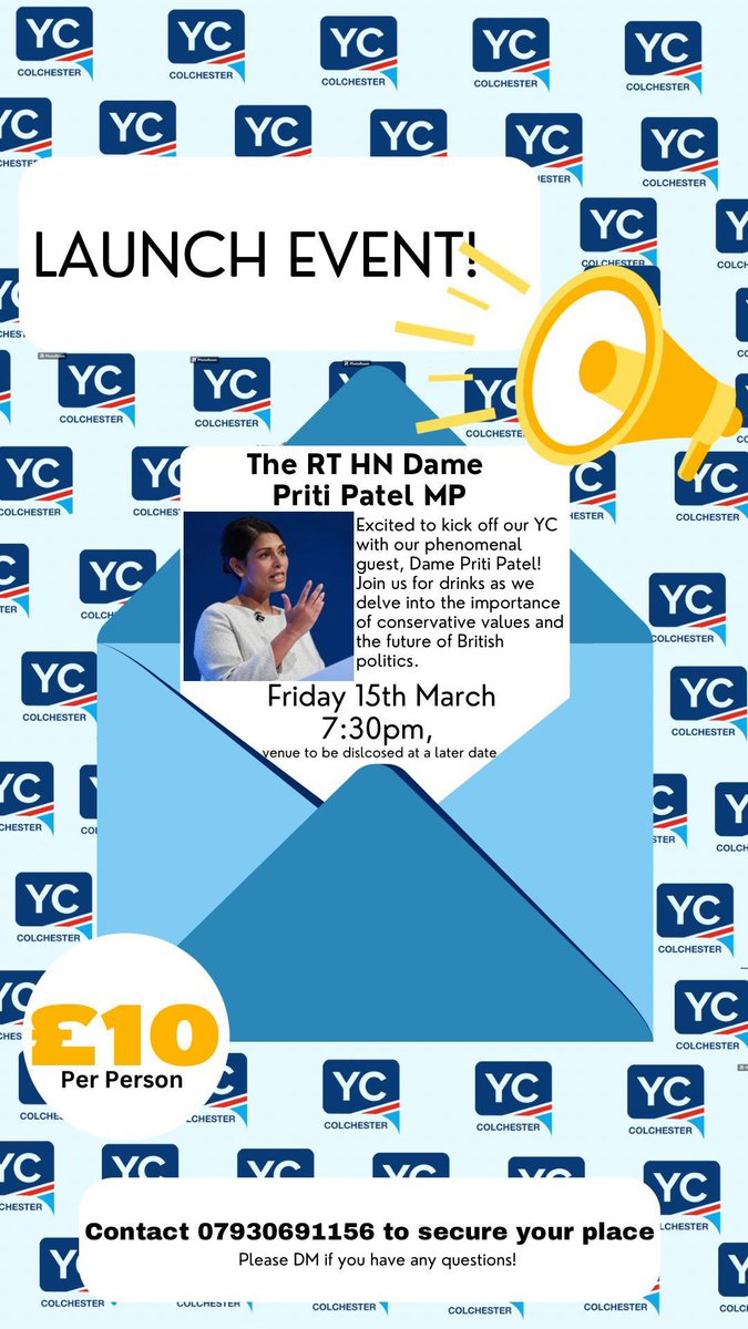 LeedsYCs's tweet photo. Join the fantastic team of young Conservatives in Colchester alongside a truly fantastic former Home Secretary, everyone’s welcome!🇬🇧💙 https://t.co/mo2eIySew0