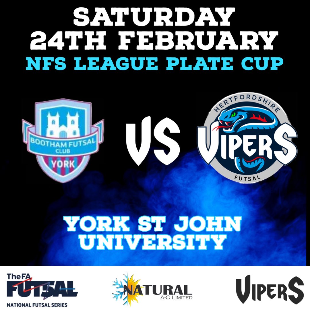 🔙TOMORROW🔜

We make the long journey to York tomorrow to take on <a href="/BoothamFutsal/">Bootham Girls' & Ladies' Futsal Club - York</a> 🙌🏻

Let’s go Vipers