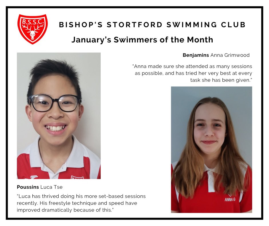 We are excited to announce our January swimmers of the month - Anna Grimwood and Luca Tse. Congratulations to them both! #ProudClub #BeYourBest #SOTM