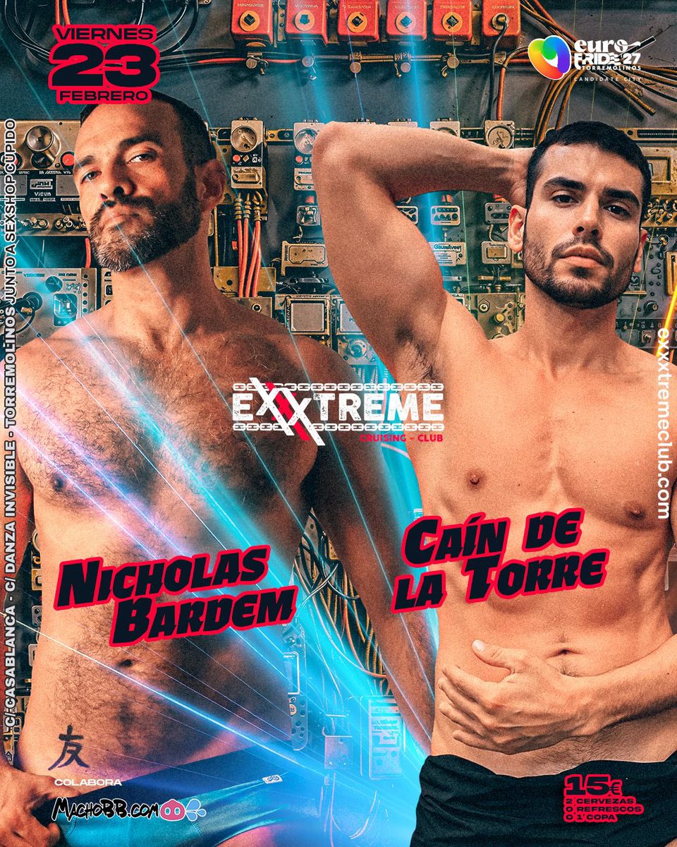 🪩🎉 Torremolinos, are you ready for tonight’s show? 🥳🎊 @caindelatorre and myself will be performing the live sex show at the @Exxxtremecruis1 🍆💦🍑 Don't forget to arrive early to get a locker, it's going to be a busy night and there's a limit of maximum occupancy! 🎒