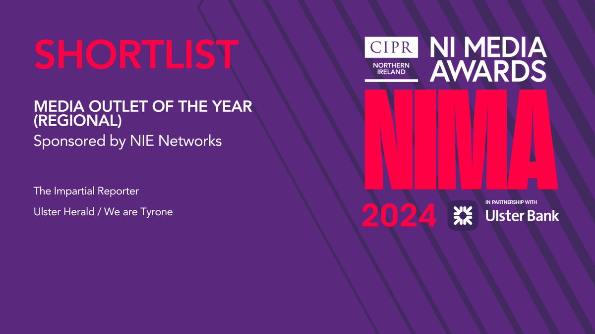 CIPR_NI's tweet photo. Media Outlet of the Year – Regional, sponsored by @NIElectricity

@impartialrep @rodneyedwards @we_are_tyrone @NIElectricity

@UlsterBankNI #NIMA2024 https://t.co/5ZQX5X4jRL