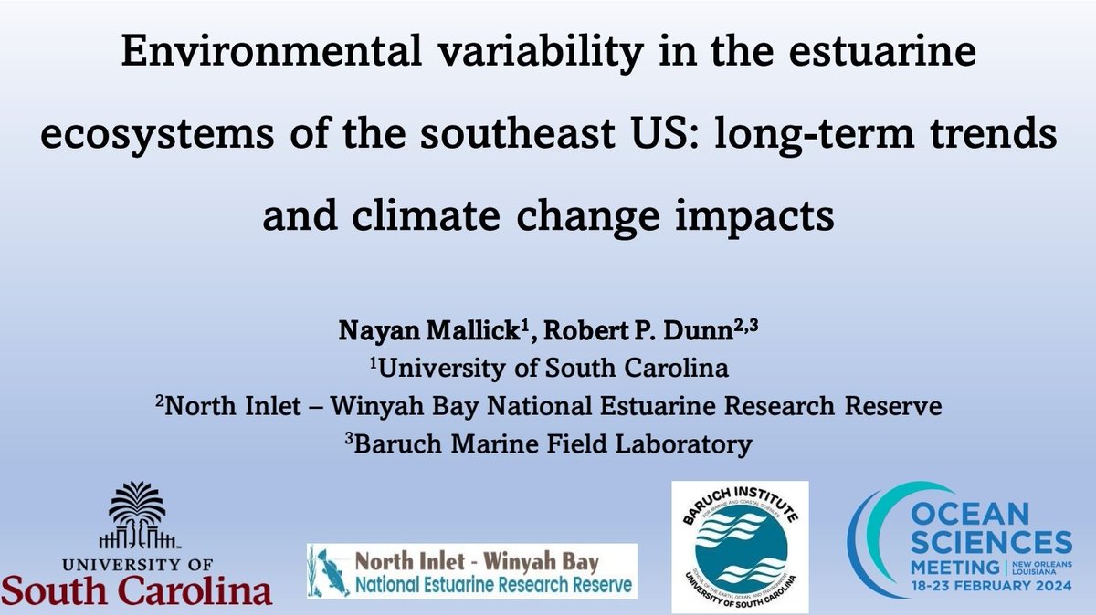 marinesleuth's tweet photo. What an exciting week at the #OSM24 in New Orleans, LA! This is my first time at the conference and the experience couldn’t be any better! I presented on long-term water quality trends in southeast US estuarine environment. Happy to chat about my work if anyone is interested! https://t.co/wxxuYaeEab