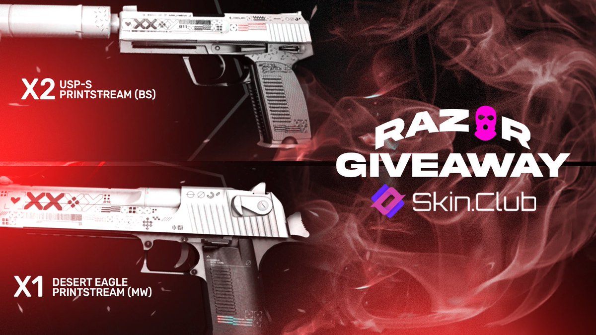 razoraffiliate's tweet photo. 🎁 USP-S | Printstream (BS) x2
🎁 Desert Eagle | Printstream (MW) x1

⚠️To join on giveaway:

✅ Follow
@razoraffiliate
@skinclubmedia 
✅ Turn On Notifications
✅ Like & Retweet 
✅ Tag 3 friends

⏰ Will pick 3 winners in 15 days on stream

#CSGOGiveaway #Giveaway #csgoskins #CSGO #gaming #CS2Giveaway #CSGO2 #csgogiveaways