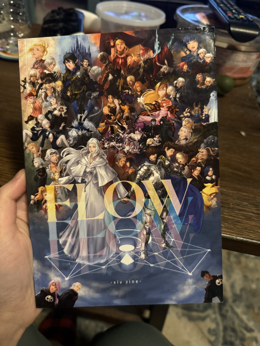 Got my copy of <a href="/flowXIVzine/">Flow ✨Donation done ✨Completed Project</a> it’s a lower grade with water damage bc that’s all they had but I’m happy to have it for my zine collection! Art is beautiful and I can’t wait to read the stories!
