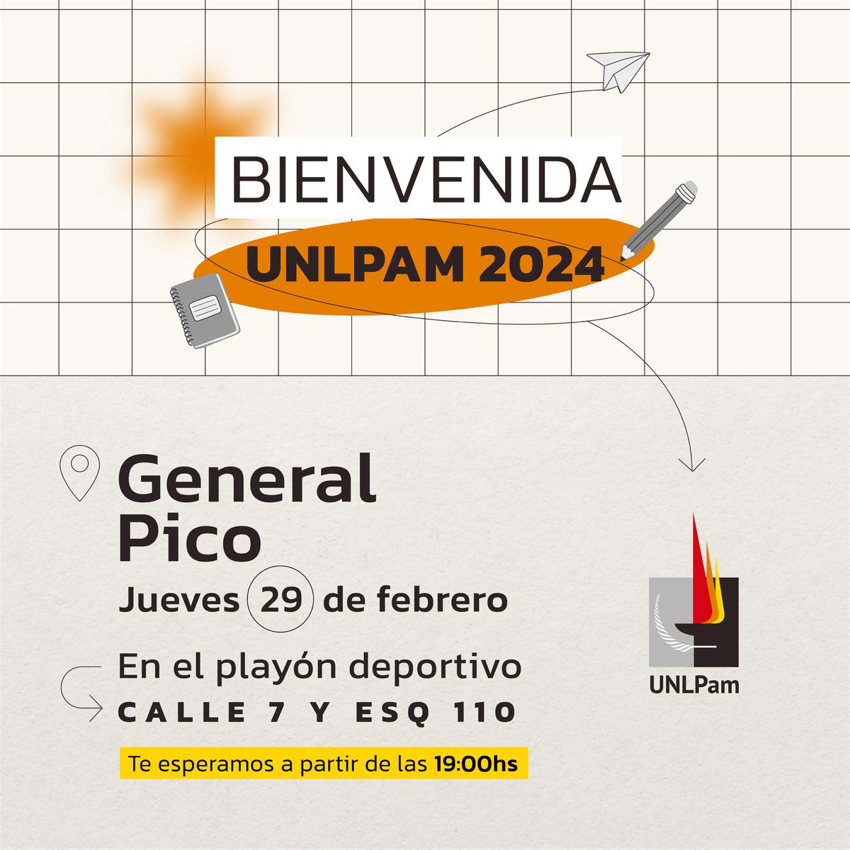 BIENVENIDA ESTUDIANTES 2024 👏🏻

📅Jueves 29 de febrero

👇🏻Mira todo lo que vas a encontrar 👇🏻
Clase abierta de folklore 
Demostración de Patín 
Juegos
Sorteos 
Música 
Emprendimientos de estudiantes 
Fogón
¡Y mucho más ! 

¡Te esperamos!