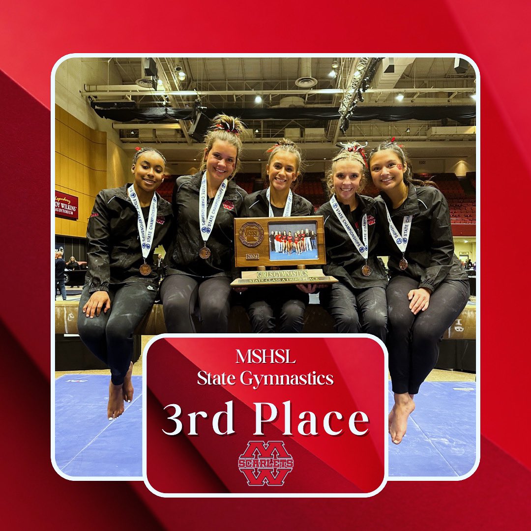 Shout out to our Scarlet Gymnasts on their finish at state!  Let’s Go Scarlets! <a href="/west_gymnastics/">Mankato West Scarlet Gymnastics</a>
