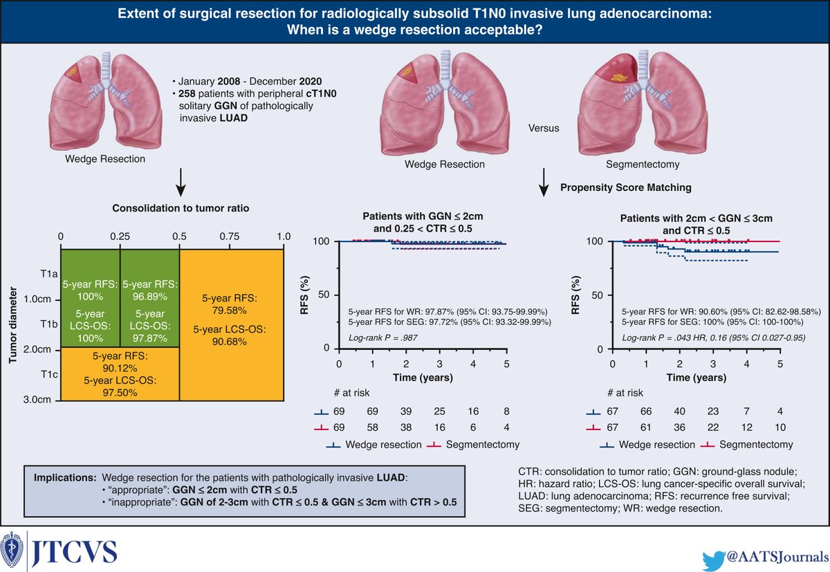AATS (@aatshq) on Twitter photo Extent of surgical resection for radiologically subsolid T1N0 invasive lung adenocarcinoma: When is a wedge resection acceptable? Researchers from <a href="/FudanUni/">Fudan University</a> found their conclusion in #JTCVS: doi.org/10.1016/j.jtcv… Extent of surgical resection for radiologically subsolid T1N0 invasive lung adenocarcinoma: When is a wedge resection acceptable? Researchers from <a href="/FudanUni/">Fudan University</a> found their conclusion in #JTCVS: doi.org/10.1016/j.jtcv…
