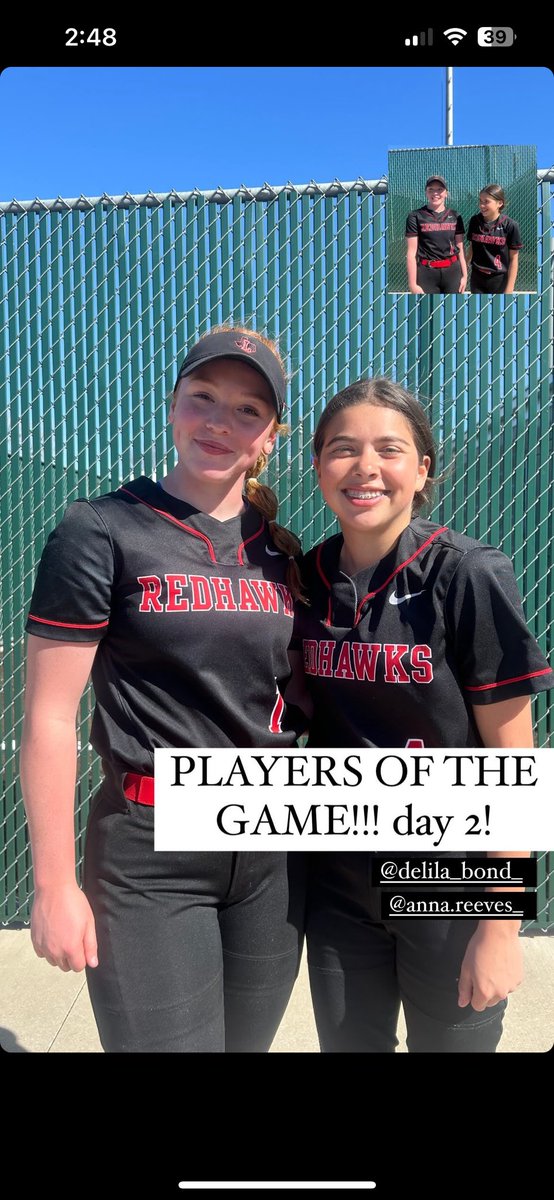 LHSRedhawkSB's tweet photo. S/O to @delilab06 and @anna_reeves11 for being our players of the game that ended in a tie 2-2 against Denton Ryan!! 

We took a tough loss this morning, but looking forward to a great day 3 tomorrow! https://t.co/57aYhYhhwg