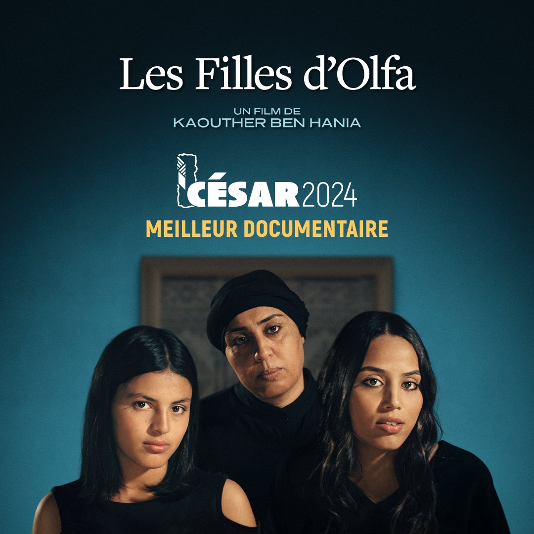 🏆 #LesFillesDOlfa remporte le #CesarDuMeilleurDocumentaire 2024 ! Un immense bravo👏 #KaoutherBenHania @lemondefr @Festival_Cannes @prixlumieres @PrixAliceGuy @franceculture @ARTEfr @ELLEfrance @RendezVousPress @partyfilmsales @Les_Cesar #Cesar2024