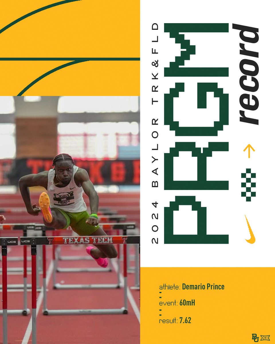 PROGRAM RECORD PRELIMS! ⚡️

<a href="/KxllaP/">demario.prince</a> hits 7⃣.6⃣2⃣ in the first round of the men's 60-meter hurdles to get the second-fastest time of the day &amp; an automatic qualifying spot to tomorrow's final!

#SicEm 🐻 | #Big12TF