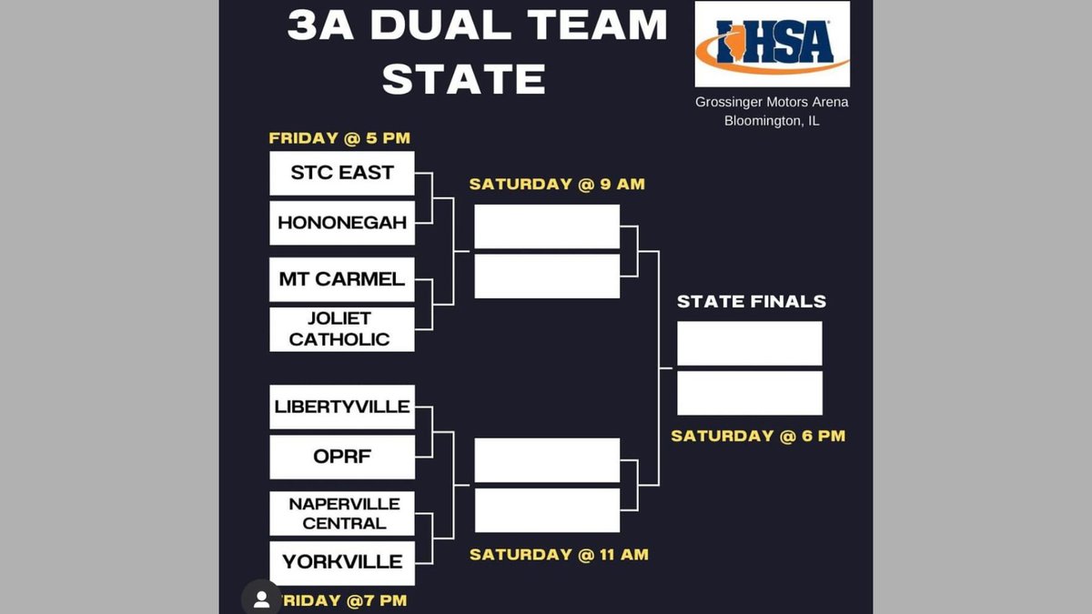 MountCarmelHS's tweet photo. Best of luck to Caravan Wrestling in the IHSA Class 3A State Championship Duals. The team traveled to Bloomington this morning and competes this afternoon. 

Looking to catch a stream? Visit the NFHS website for each mat's feed. 
https://t.co/UfxMVJ93HJ https://t.co/iv4Wh9T6z0