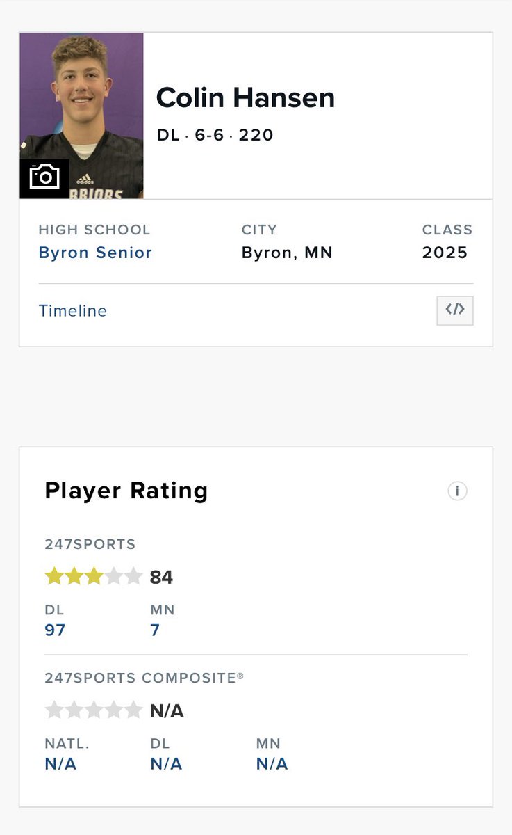 Colin Hansen (@colin_hansen13) on Twitter photo Honored to be ranked the 7th player in MN and a 3⭐️ recruit by <a href="/247recruiting/">247Sports Recruiting</a> and <a href="/RyanBurnsMN/">Ryan Burns</a>!! <a href="/ByronMNFootball/">Byron Bears Football</a> Honored to be ranked the 7th player in MN and a 3⭐️ recruit by <a href="/247recruiting/">247Sports Recruiting</a> and <a href="/RyanBurnsMN/">Ryan Burns</a>!! <a href="/ByronMNFootball/">Byron Bears Football</a>