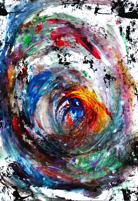 おはようございますブラックホール描きました 