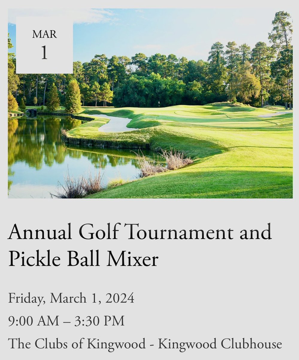 M_AgainstCancer's tweet photo. Our 3rd Annual Golf &amp; Pickle Ball Tournament is 1 week away!!! Come out Friday, March 1, to the beautiful Clubs of Kingwood. We have a few spots left, so get your team &amp; sign up using the below link. Proceeds go to benefit Texas Children’s Cancer Center. 

https://t.co/xK69QZh87m https://t.co/nyXF1nGxP9