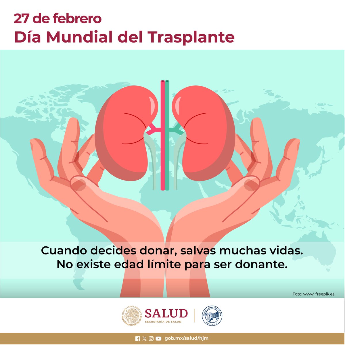 HospitalJuarezM's tweet photo. Día Mundial del #Trasplante 
La cultura de la #Donación #SumaVida, en el #HJM contamos con capacidad y experiencia para brindar una atención médica con calidad en cada #Trasplante, valoramos tu caso de manera individual y otorgamos un tratamiento personalizado. https://t.co/y0JoiaGwFW