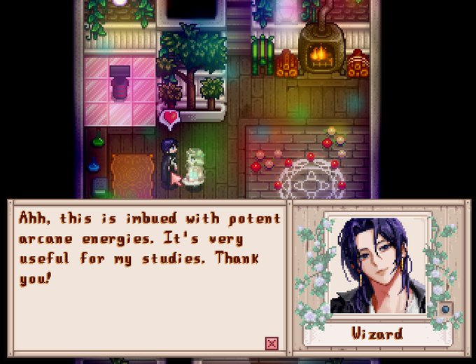 Playing around with different sprites/portrait mods... the wizard one 😭💗 