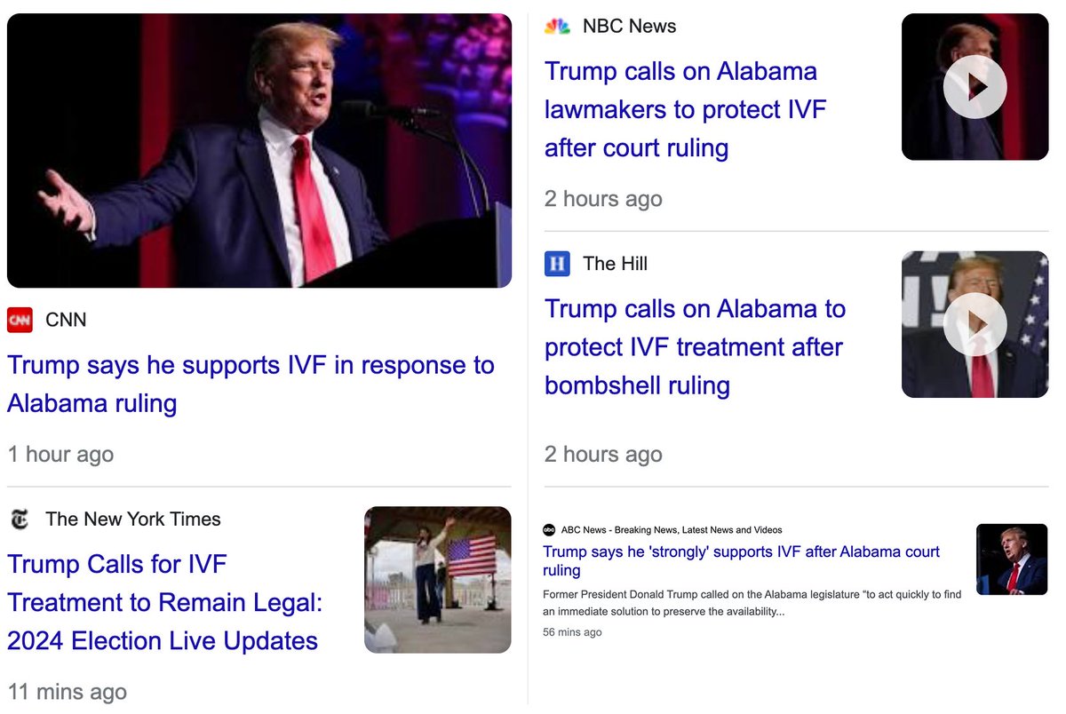 MeidasTouch's tweet photo. Dear media:

If you are writing stories like this without mentioning in the headline that Trump is the person responsible for families not having access to IVF in Alabama, then you are not reporting the news. You are being Trump's propaganda mouthpiece. https://t.co/nx8B0UO9E8
