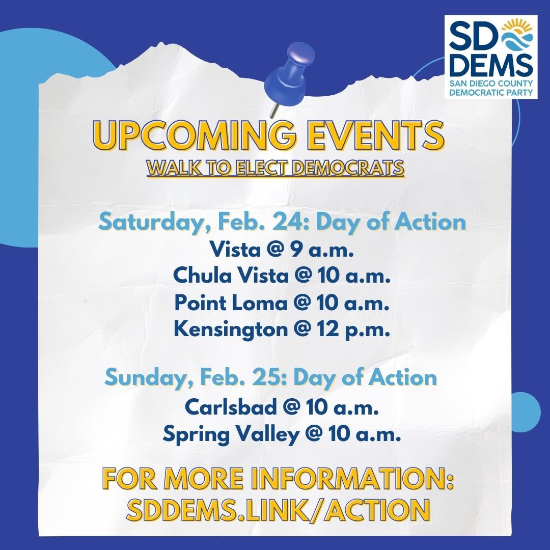 Come join one of the available canvass events for this weekend and help elect our endorsed Democratic candidates. 

For more info, click on the link in our bio or visit sddems.link/action to register.
