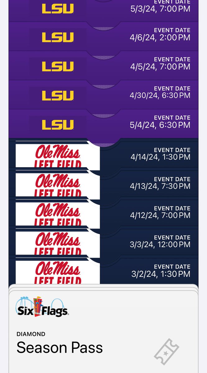 PROducerIOTB's tweet photo. What’s better a wallet full of money or an Apple wallet full of college baseball tickets 🤔🤔🤔 call me crazy but these tickets feel better than money I mean #Memphis @GlobeLifeField #LeftFieldLounge @DudyNobleField #Swayze and @AlexBoxStadium #GrowTheGame
Best part is most of these are for IOTB giveaways 🥳 mine are usually at Will Call 🔥