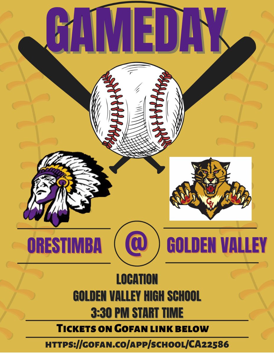OHSBASEBALL_W's tweet photo. OHS Warriors Baseball is traveling to Golden Valley High School for first game of the season. Come out and support or follow us on GameChanger. #ohsbaseball #purplezoo #orestimbahighschool #ohswarriors https://t.co/EtCmezIhC5