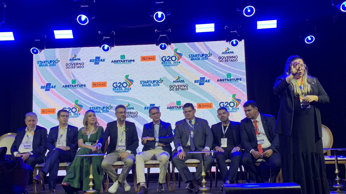 Coletiva de imprensa na abertura do Startup20 no Amapá. Destaque para a oportunidade de gerar negócios e investimentos entre os empreendedores do Estado e os países do G20. Impulso para a economia verde e fortalecimento da sustentabilidade.