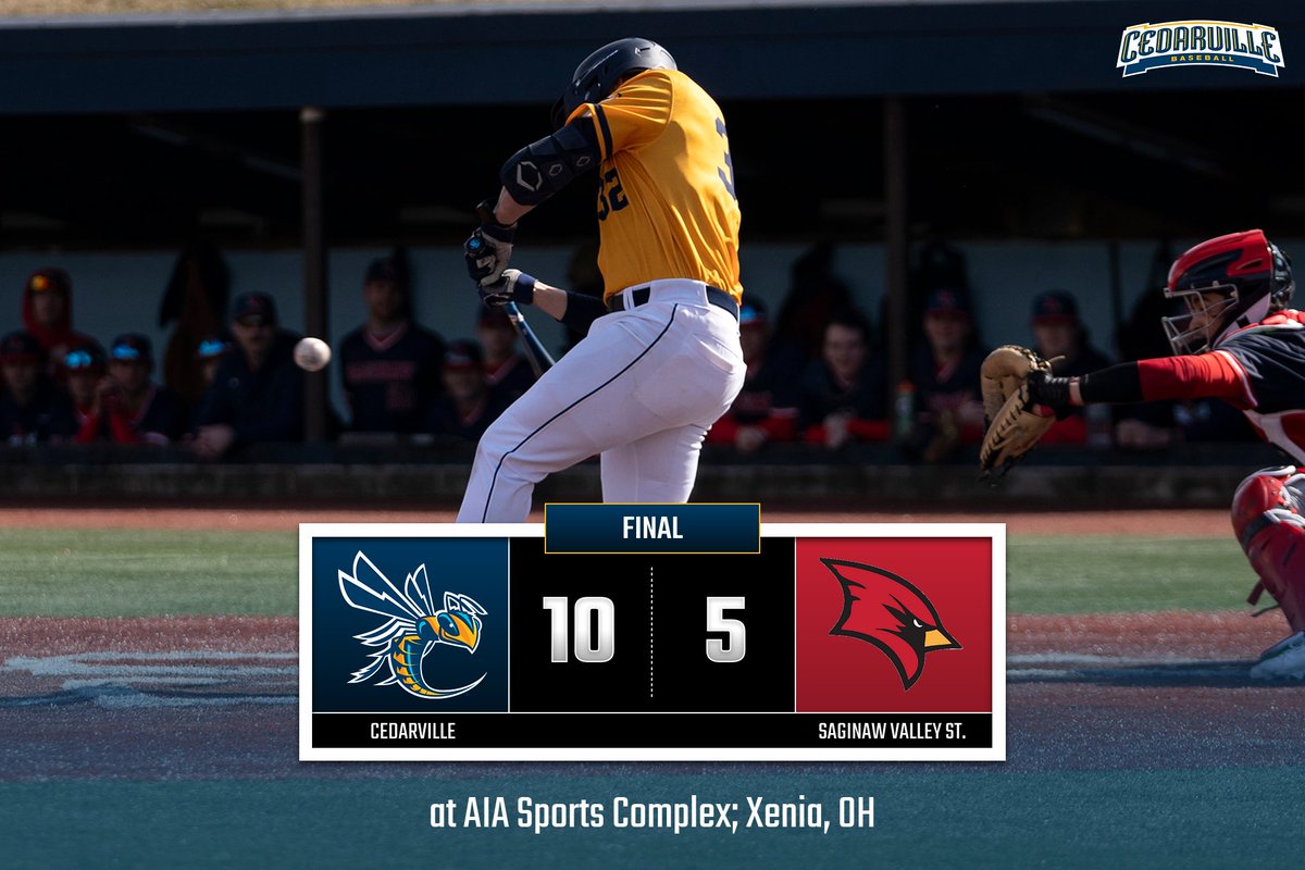 JACKETS WIN! Brendan Colley went 4-for-5 with a triple, HR, and 4 RBIs to lead <a href="/CUJacketsBase/">Cedarville University Baseball</a> over Saginaw Valley State! Boston Torres doubled and tripled with 2 RBIs. The two teams will attempt to play a DH on Saturday, 11:00 a.m. EST.