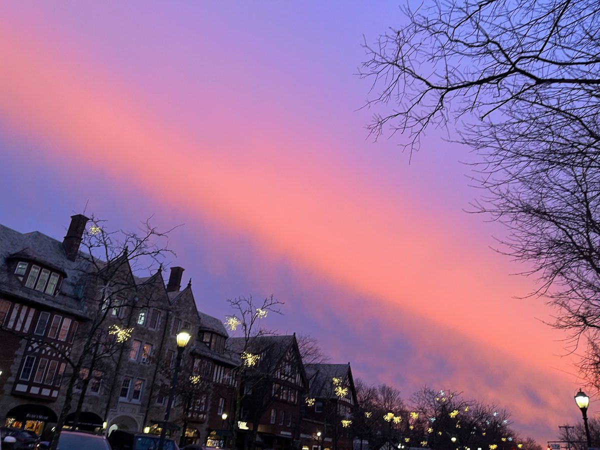 What is this orange-pink streak hovering in the sky, right now, above the village of Scarsdale? A sunset? A sunburn? A message from newly disrupted Mars?