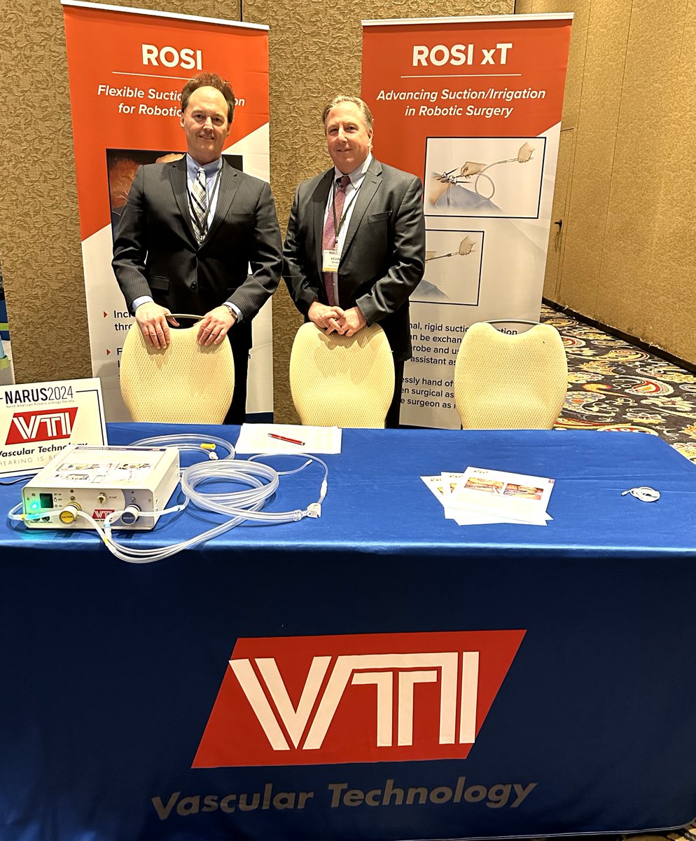 Please stop by to meet our sales managers, Derek and Kevin at booth #19 in Las Vegas at #NARUS2024! Swing by today and tomorrow to learn about ROSI! Learn more-> vti-online.com/products/rosi/ @RoboUro #VTI #ROSI #RoboticSurgery