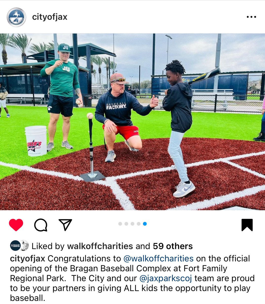 One of the most Impactful Camps that I do by <a href="/WalkOffJax/">WalkOffCharities</a>  most have never swung a bat or own a glove.  100+ students received some instruction &amp; provided their very own glove to take home.  Thank you <a href="/CityofJax/">City of Jacksonville</a> <a href="/JUBaseball/">Jacksonville Baseball</a> <a href="/DonnaDeegan/">Donna Deegan</a> <a href="/Frank_Frangie/">Frank Frangie</a>