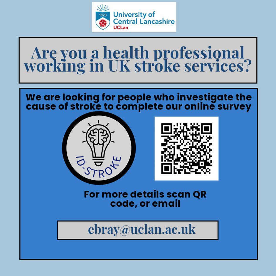 If you’re a #stroke professional involved in investigating the cause of stroke, please support this @UCLanResearch survey 👇👇👇👇👇👇👇 #IDStroke