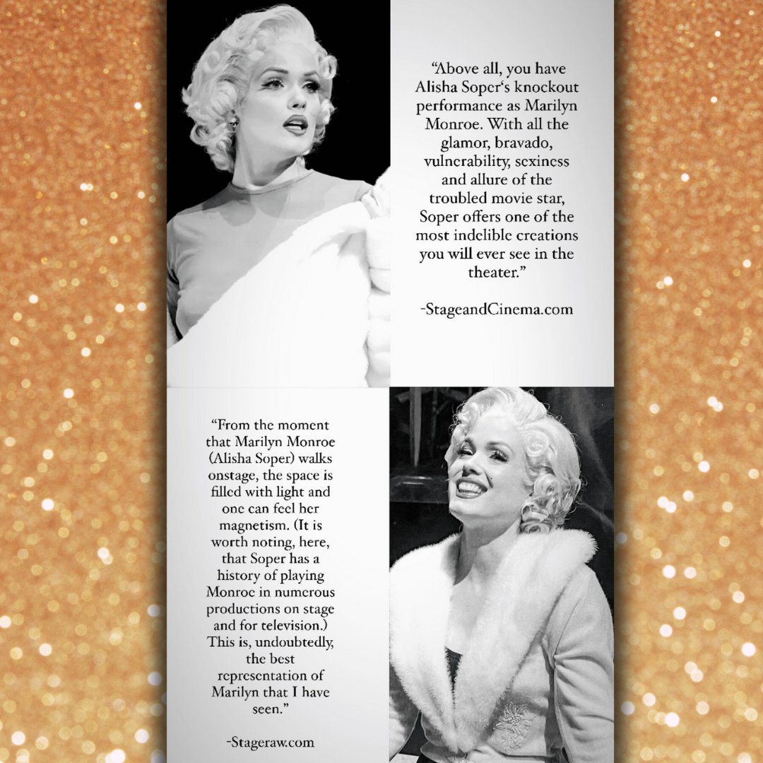 Reviews for 'Marilyn, Mom &amp; Me' have been pouring in and they have been just wonderful! Check out these review quotes about one of our actors, Alisha Soper, who plays Marilyn Monroe in the show!