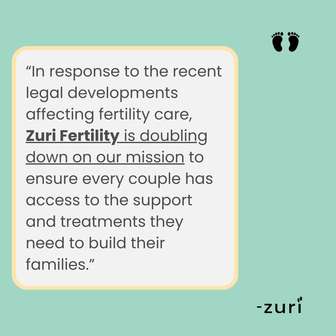 “In response to the recent legal developments affecting fertility care, Zuri Fertility is doubling down on our mission to ensure every couple has access to the support and treatments they need to build their families.” 
Read more: shorturl.at/bvA35