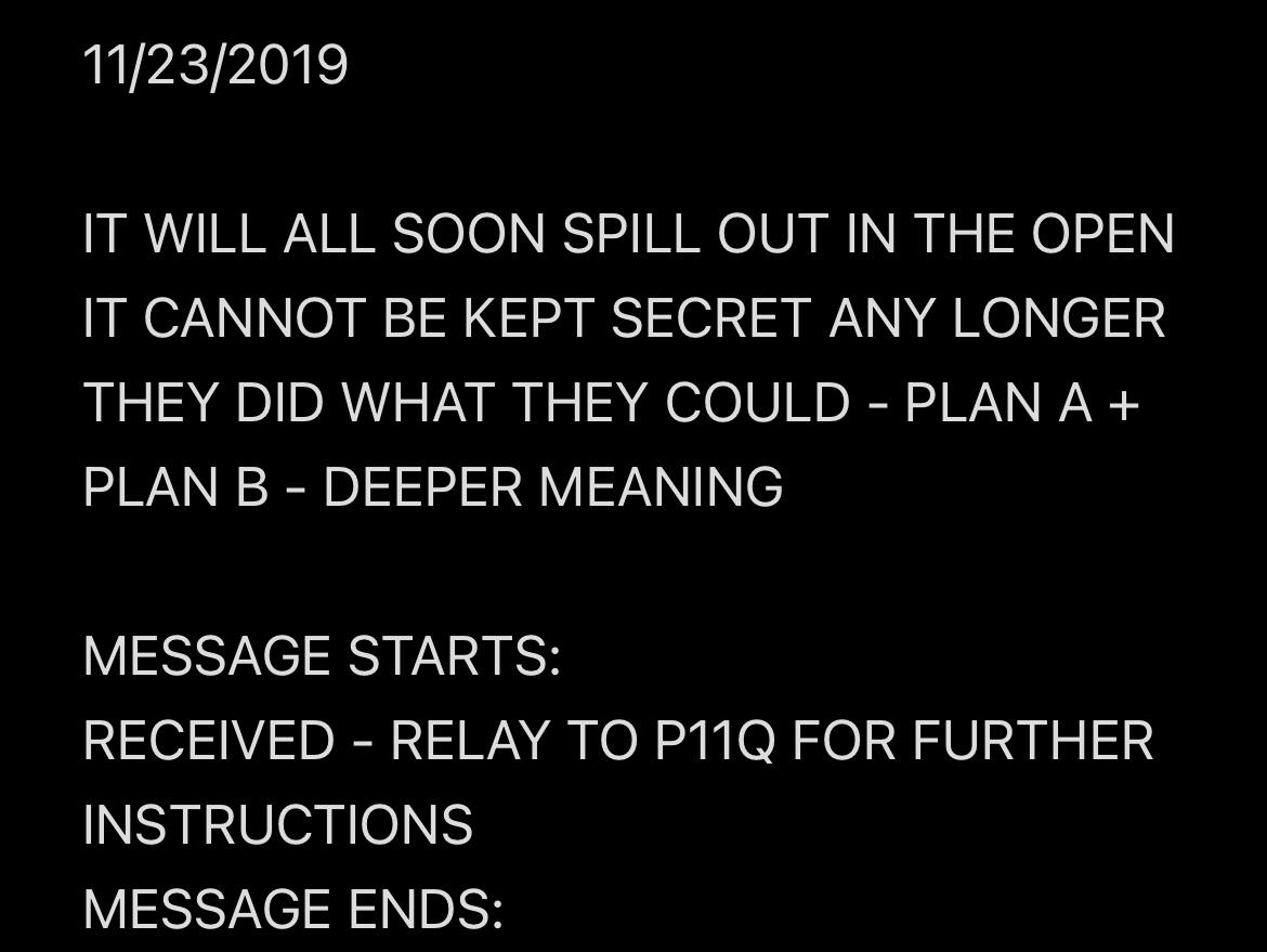 FoJAk on X: ♾ Mr Pool 11/23/19  IT WILL ALL SOON SPILL OUT IN THE OPEN IT  CANNOT BE KEPT SECRET ANY LONGER THEY DID WHAT THEY COULD - PLAN A +