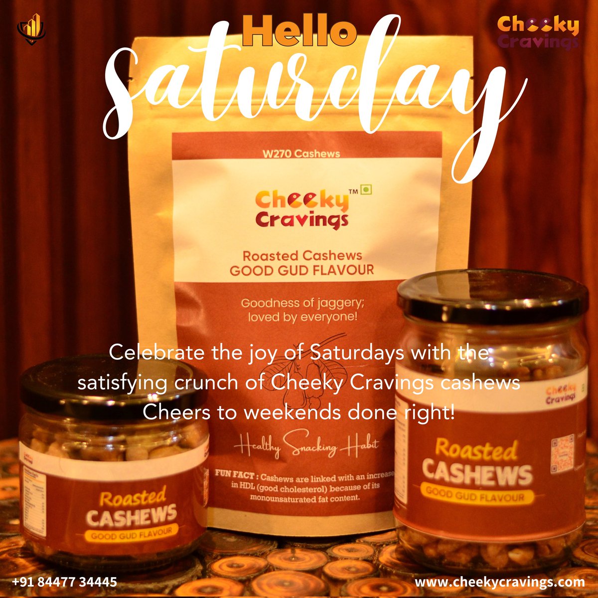 Indulge in the ultimate weekend delight with Cheeky Cravings cashews and your favorite beverage. Saturdays just got a whole lot tastier! 🌟🥂 #WeekendIndulgence #CheekyCravings #SaturdaysTasteBetter #CrunchyDelight #WeekendVibes #SnackTime #Cashews #RoastedCashews