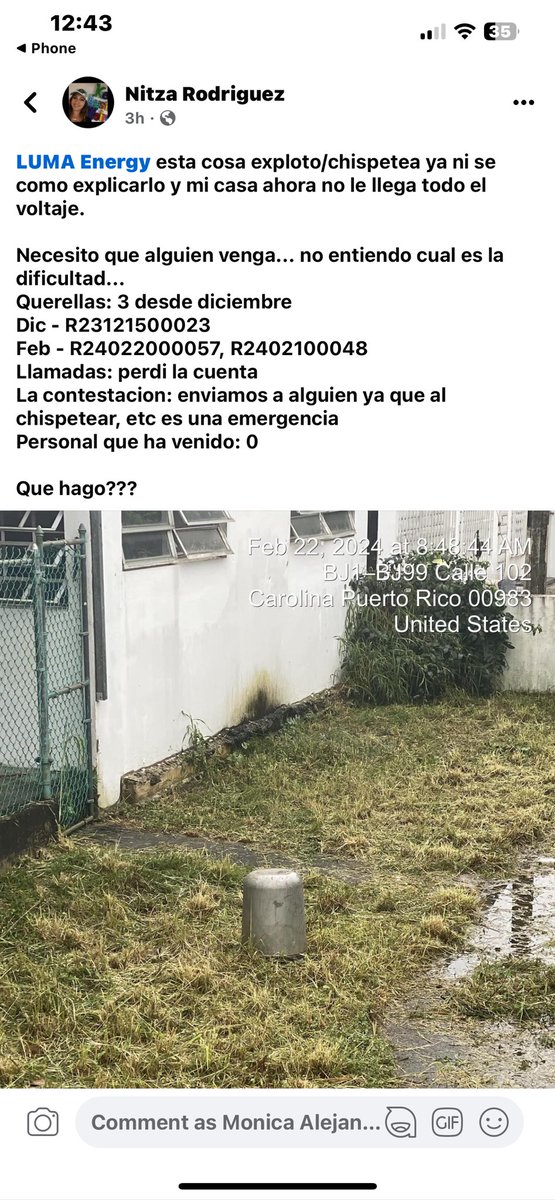moniale15's tweet photo. @lumaenergypr esta cosa exploto/chispetea ya ni se como explicarlo y mi casa ahora no le llega todo el voltaje.Necesito que alguien venga, no entiendo cual es la dificultad.
Querellas: 3 desde diciembre
Dic - R23121500023
Feb - R24022000057, R2402100048
Llamadas: perdi la cuenta https://t.co/iYwuUa9BWx