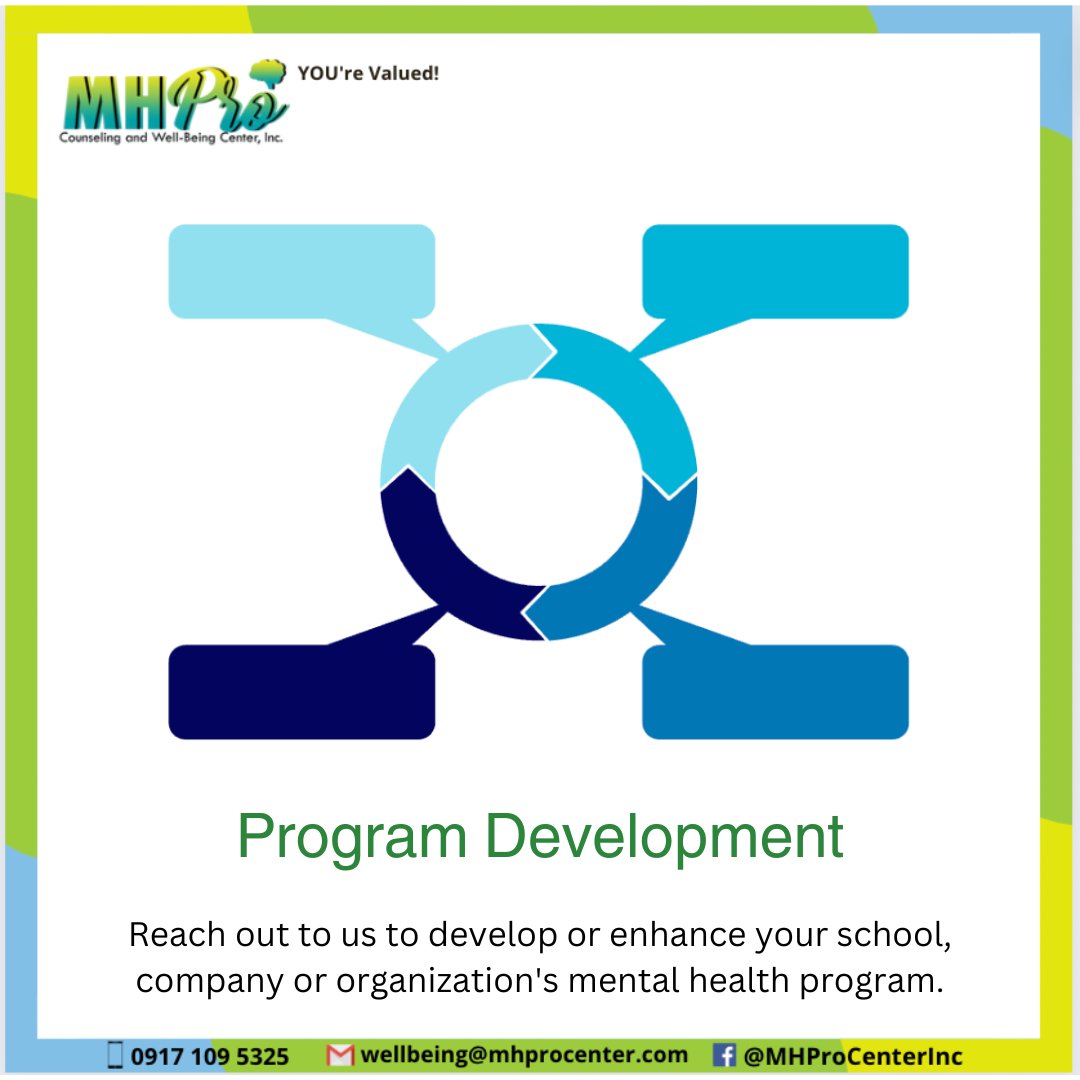 MHProCenterInc's tweet photo. Reach out to us to develop or enhance your school, company or organization's mental health program.

#MentalHealth
#Wellbeing
#MHPro
#Counseling
#Therapy
#EmployeeAssistanceProgram
#Consultation
#ProgramDevelopment
#Training
#Webinars
#LifeSkillDevelopment https://t.co/tcK9Kohueq