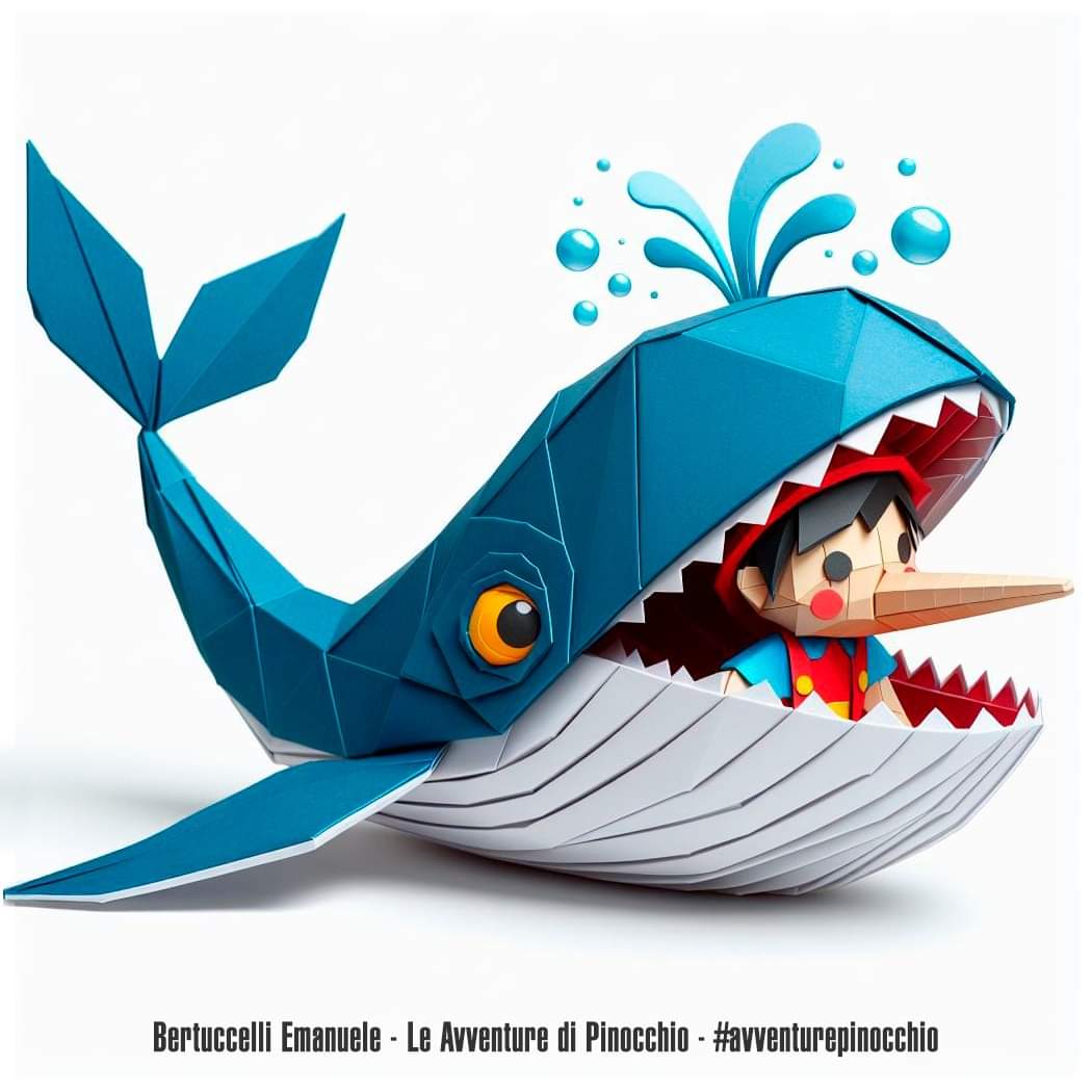 #Pinocchio and the #Whale #papertoy #origami #digitalart #digitalillustrration #illustration #leavventuredipinocchio #pinocho #pinokkio