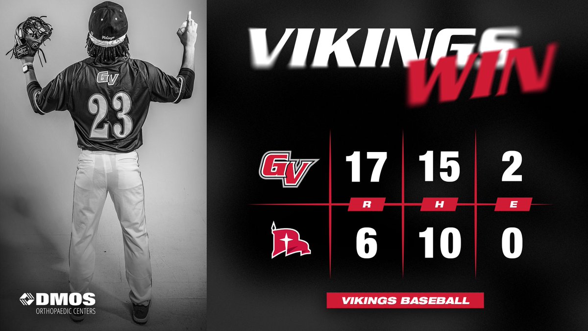 ⚾️| FINAL | GVU 17- NWC 6

Grand View takes game 2!

Connor Canny ends the day going 7-10, 1b, 2b, 5HR and  18 RBIs!

#Voyage2Viktory