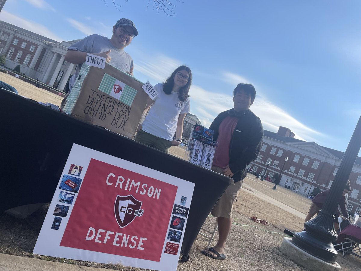 uacyberdefense's tweet image. Thank you coming out and supporting us at E-Day 2024, we hope to see you all at club soon! #CD #RollTide #bamaengineering