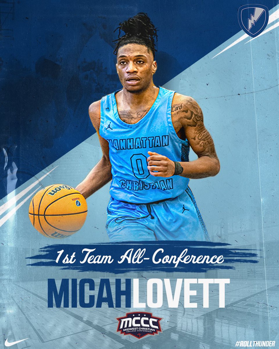 All-Conference Honors ⛈️🏀

Senior <a href="/MicahLovett/">Micah Lovett</a> - First Team

⚡️12.3 points per game
⚡️5.8 rebounds per game
⚡️3.3 assists per game
⚡️48.0% field goal percentage
⚡️86.3% free throw percentage
⚡️22.1 minutes per game in 12 games

#RollThunder