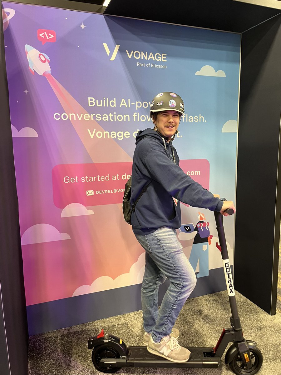 VonageDev's tweet image. Congratulations to our Developer Week raffle winner Landon! We hope you enjoy your brand new electric scooter 🛴 🎉 #developerweek