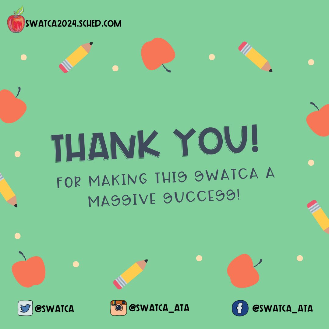Thank you to all you teachers for coming to SWATCA this year! See you all next year! #SWATCA2024 #uleth