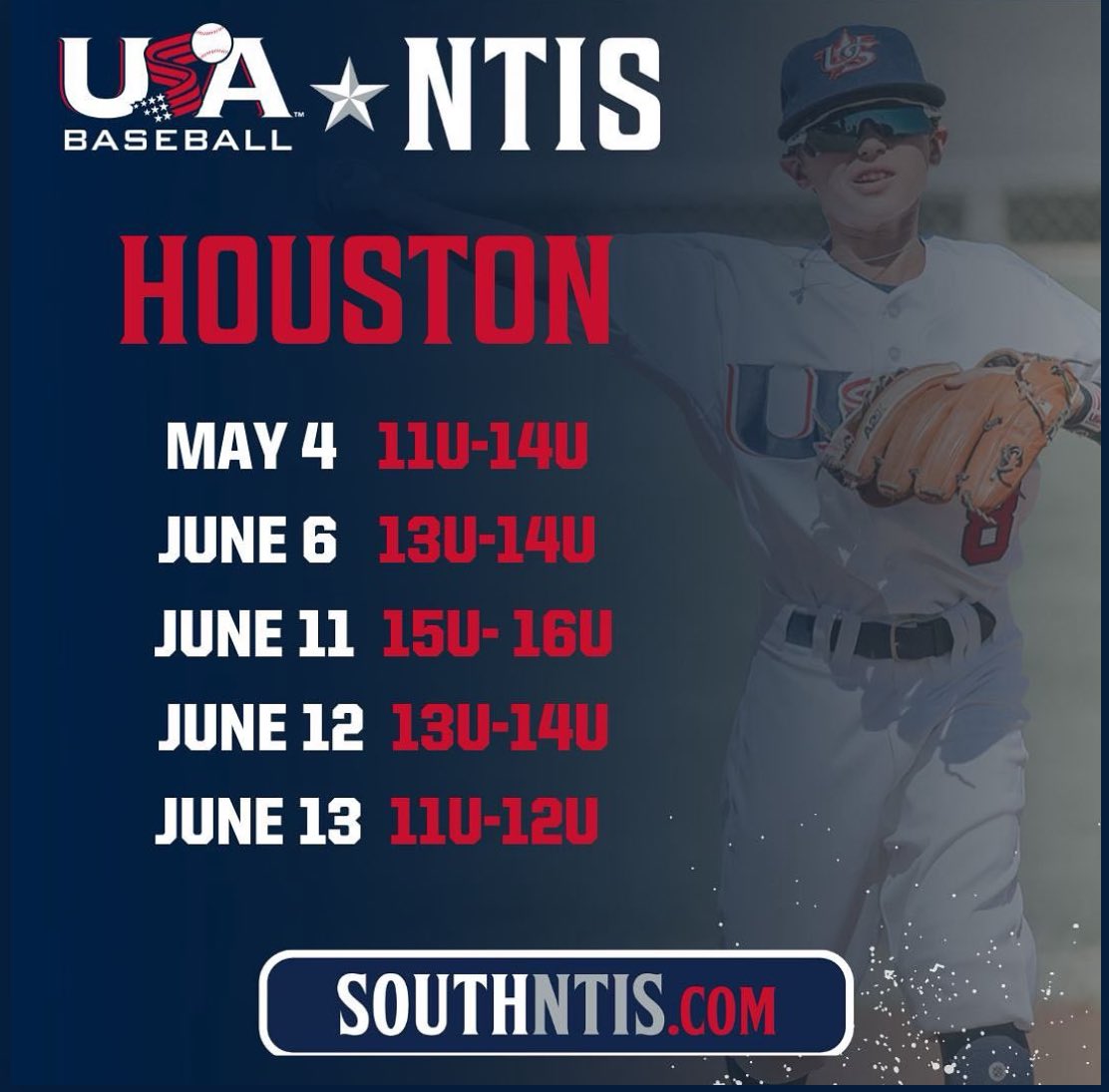 USA Baseball tryouts for the Houston, Texas area. Location TBA. @USABaseball @SouthNTIS