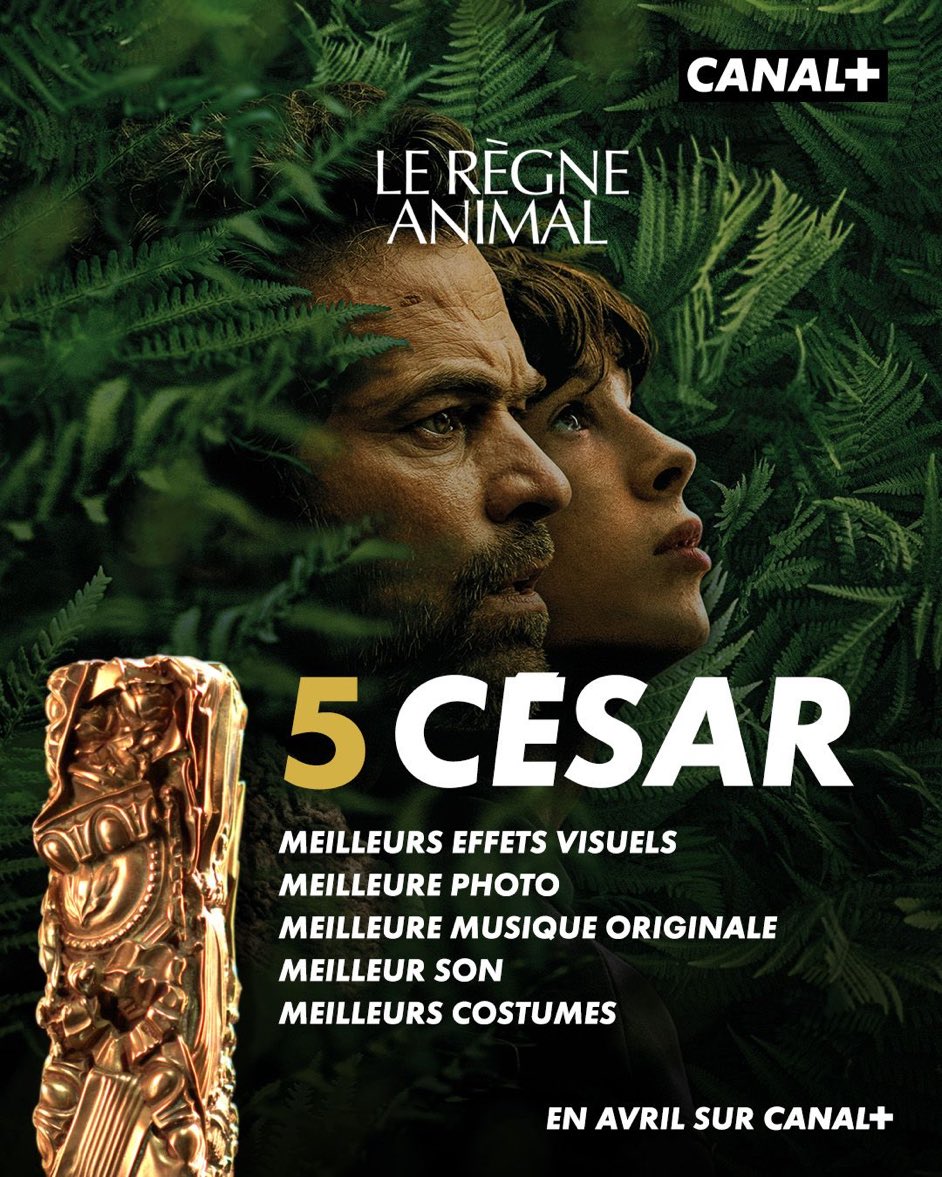 🏆 Avec 5 César, #LeRègneAnimal récolte un magnifique palmarès lors de la cérémonie des #Cesar2024 👏👏👏 cc <a href="/StudiocanalFR/">STUDIOCANAL</a>